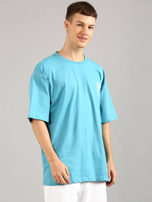 Sky Blue Oversized Puffy Printed T-shirt